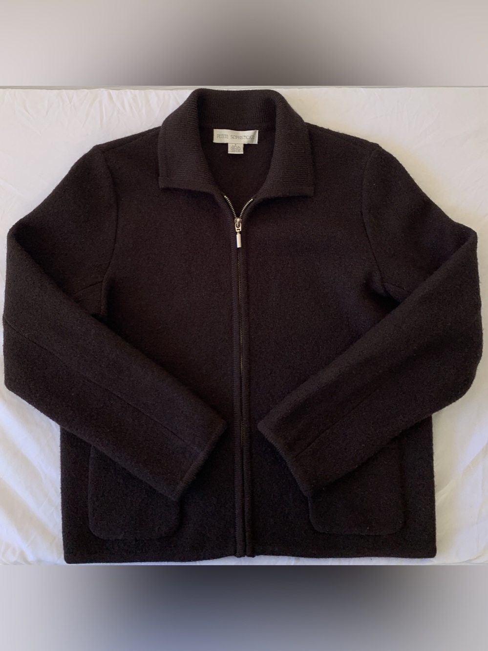 Petite Sophisticate Wool Zip Front Jacket in Brown